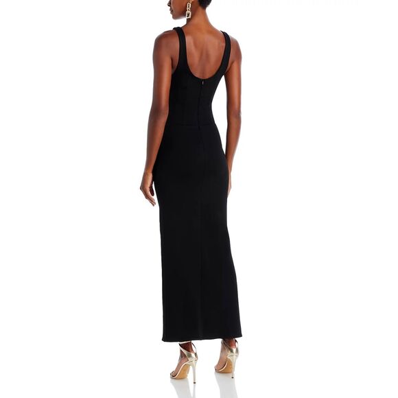 NWT The Mannei Wishaw Ruched Square Neck Scoop Back Maxi Dress in Black Size 2 - Picture 3 of 12